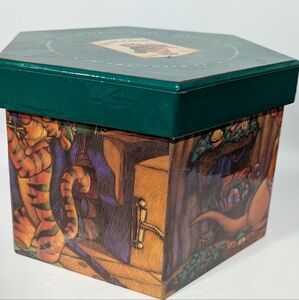 Hexagonal Decorative Box with Green Lid